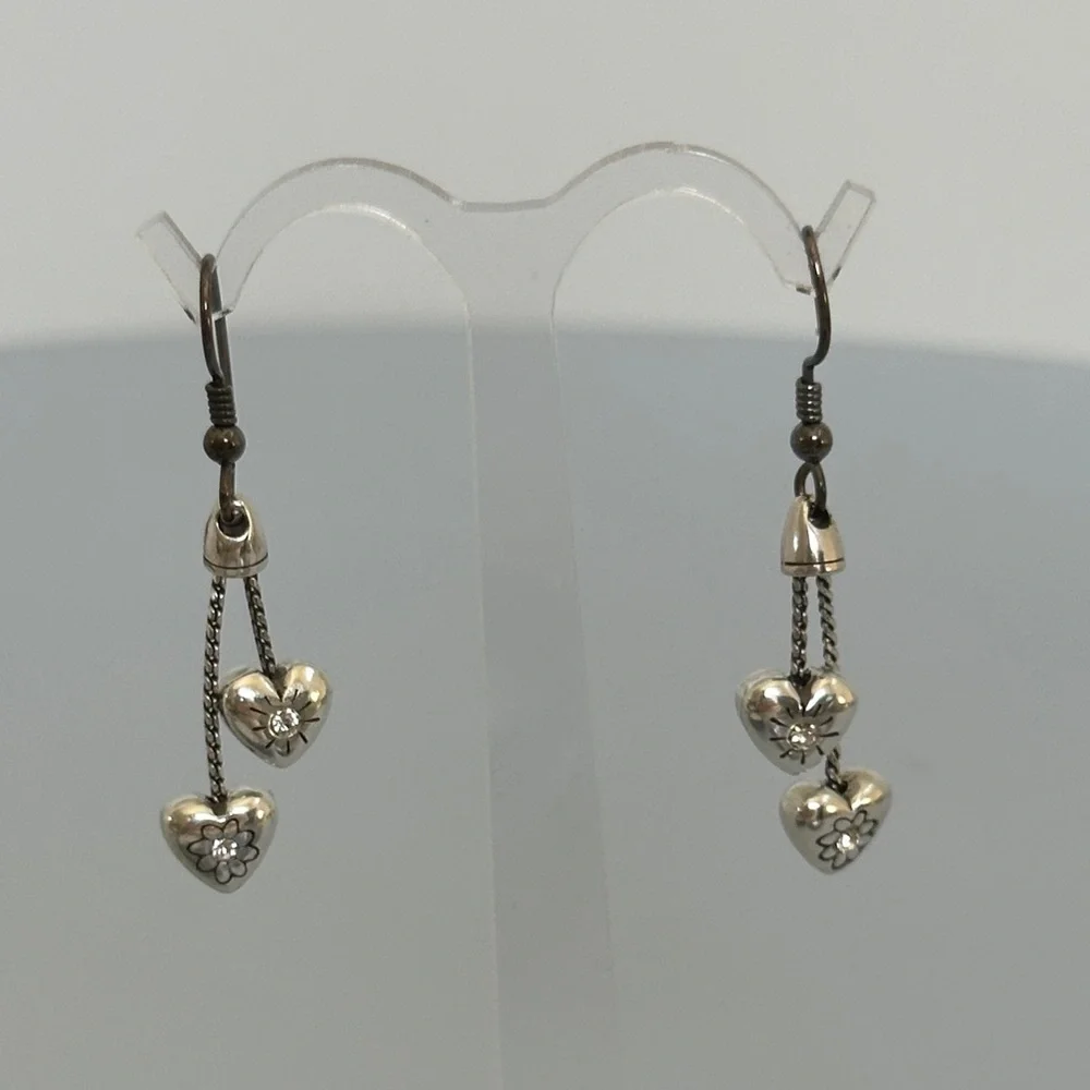 Brighton Silver Heart Dangle Earrings